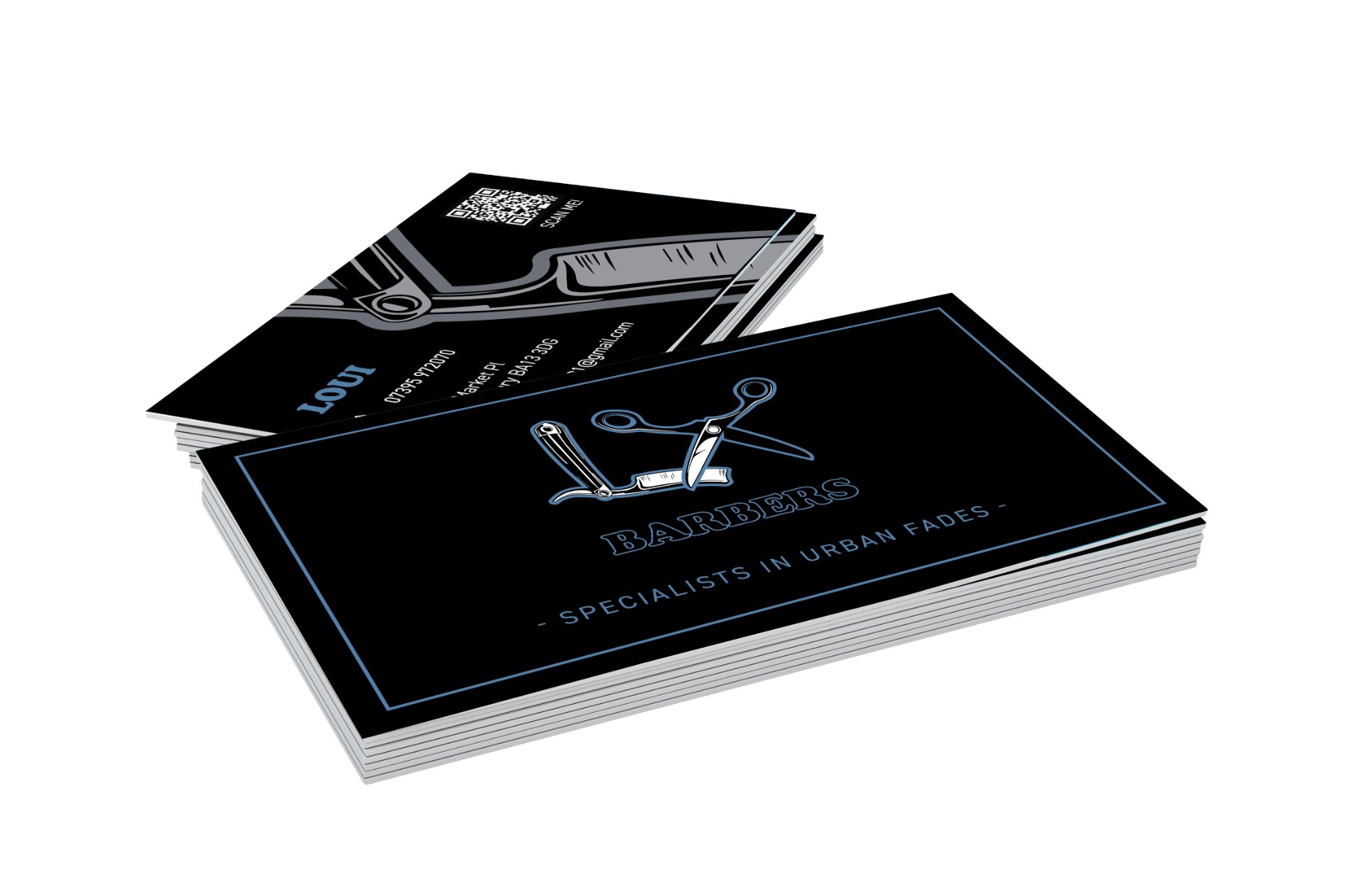 Professional business card design for LX barbers based in Westbury, Wiltshire. Best marketing Bristol.