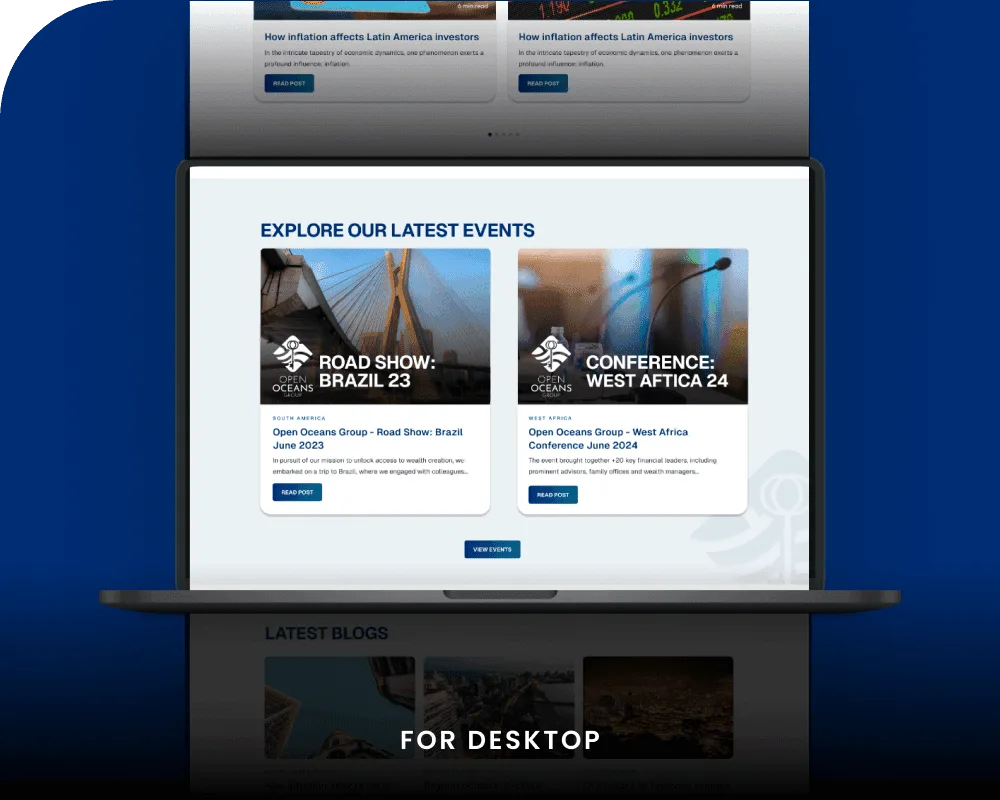 Open Oceans Group website interface and branding design