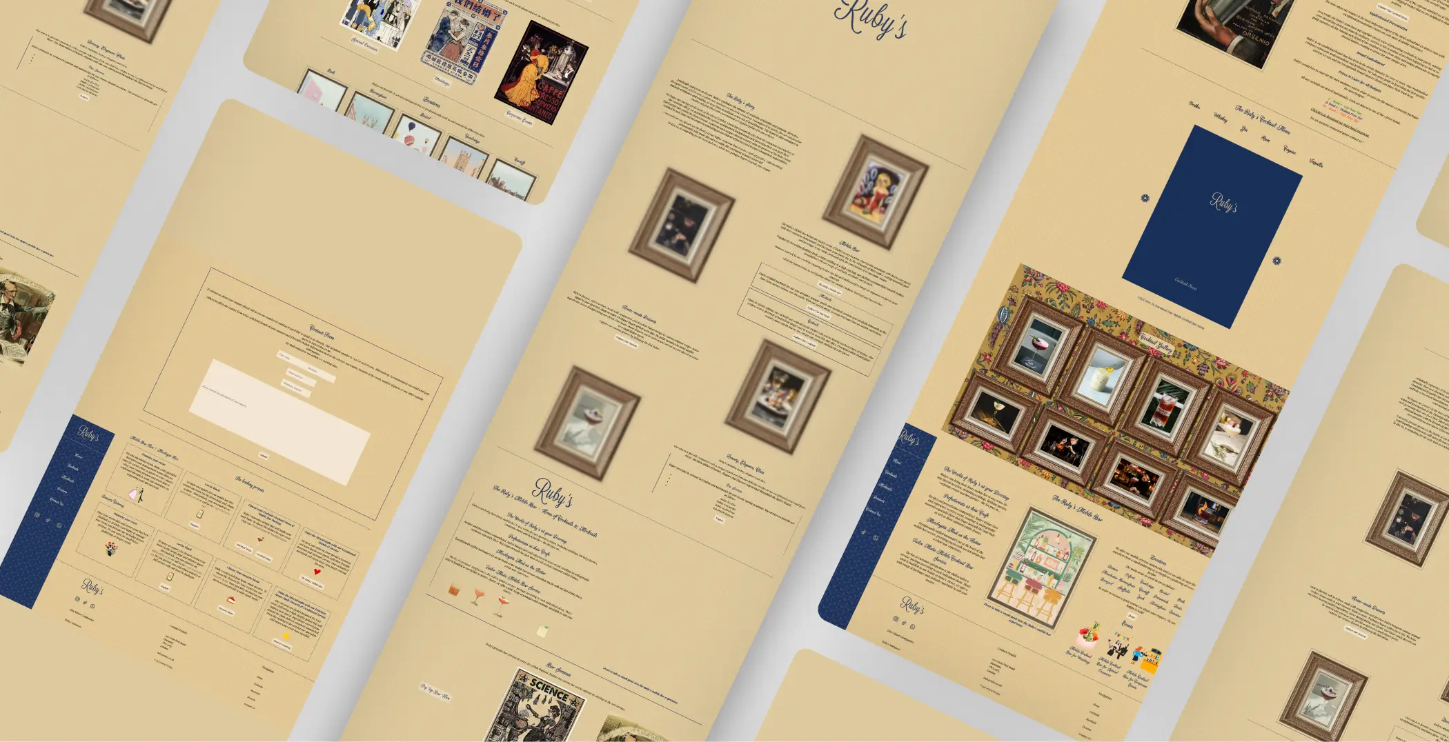 Ruby's mobile bar website design before Bristol Marketing Company redesign – vintage style web page